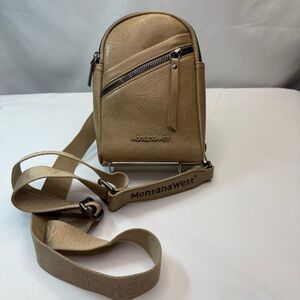 Montana West Light Brown/Tan Beige Sling/Crossbody Bag